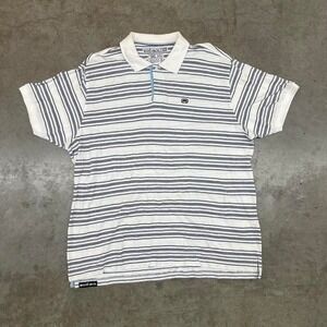 Ecko Unltd. polo‎ shirt striped white and blue Y2K Men's Size 3XL